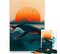 Puzzle de 1000 pièces Coucher de Soleil sur Les Baleines Jeu de Concentration mentale Découpe de précision Bords Lisses Activité captivante pour des soirées tranquilles (50x75cm)