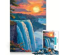 Puzzle de 1000 pièces Coucher de Soleil sur Les Chutes du Niagara pour Adolescents Un Jeu d'entraînement cérébral Facile et Amusant, Un Cadeau élégant (50x75cm)