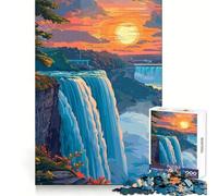 Puzzle de 1000 pièces Coucher de Soleil sur Les Chutes du Niagara pour Adolescents Un Jeu d'entraînement cérébral Facile et Amusant, Un Cadeau élégant (50x75cm)