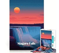 Puzzle de 1000 pièces Coucher de Soleil sur Les Chutes du Niagara pour Adultes et Adolescents, Stimulant la réflexion, idéal pour Un Cadeau élégant et précis (50x75cm)