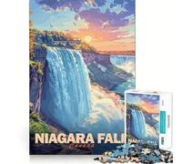Puzzle de 1000 pièces Coucher de Soleil sur Les Chutes du Niagara pour Adultes Un Jeu d'entraînement cérébral Relaxant et Amusant, Une œuvre d'art à Assembler (38x26cm)