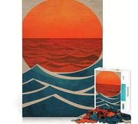 Puzzle de 1000 pièces Coucher de Soleil sur Les Vagues pour Adolescents Un Jeu de logique Stimulant pour se détendre et créer des Effets visuels clairs Idéal comme Cadeau d'anniversaire 50x75cm