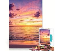 Puzzle de 1000 pièces Coucher de Soleil sur l'océan avec Ciel coloré pour Adultes, Jeu Stimulant l'esprit, Jeu d'intérieur, pièce d'art aux découpes précises (38x26cm)