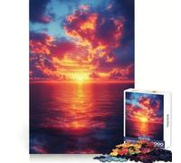 Puzzle de 1000 pièces Coucher de Soleil sur l'océan avec Nuages flamboyants pour Adolescents, Jeu Intelligent à Partager en Famille, Motif à Assembler, Cadeau du Père Noël (38x26cm)