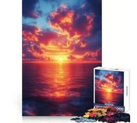 Puzzle de 1000 pièces Coucher de Soleil sur l'océan avec Nuages flamboyants pour Adultes, idéal pour renforcer la mémoire, activité à Domicile, Bords Nets, Cadeau Festif (38x52cm)