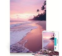 Puzzle de 1000 pièces Coucher de Soleil sur l'océan et Plage de Sable pour Adolescents améliore la mémoire, détente et précision, Cadeau élégant (38x26cm)
