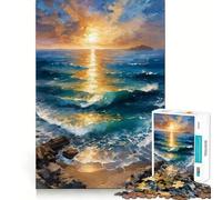 Puzzle de 1000 pièces Coucher de Soleil sur l'océan pour Adolescents Jeu de logique Clair, détente et découpe Parfaite, (38x26cm)
