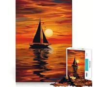 Puzzle de 1000 pièces Coucher de Soleil sur l'océan pour Adolescents, Jeu de logique, Jeu de Groupe, découpe de précision, Cadeau attentionné (38x26cm)