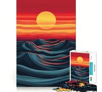 Puzzle de 1000 pièces Coucher de Soleil sur l'océan pour Adolescents, thème Vagues sur l'océan, Jeu Intelligent et ludique, découpe Lisse, liste de souhaits du Père Noël 50x75cm