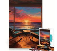 Puzzle de 1000 pièces Coucher de Soleil sur l'océan pour Adolescents Un Cadeau Exquis pour se détendre et se remémorer Le Monde Qui Vous entoure (50x75cm)
