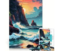 Puzzle de 1000 pièces Coucher de Soleil sur l'océan pour Adultes améliore la mémoire, détente et Plaisir Découpe Ferme Idée Cadeau pour Les fêtes (38x52cm)