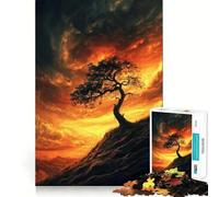 Puzzle de 1000 pièces Coucher de Soleil sur Un Arbre en Silhouette pour Adolescents, Jeu de logique mentale, Loisirs, Bords Fins, Cadeau spécial 50x75cm