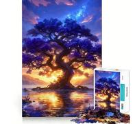 Puzzle de 1000 pièces Coucher de Soleil sur Un Arbre Violet pour Adolescents, Jeu intellectuel, détente et Bien-être, découpe de qualité, Cadeau de Saison (38x26cm)