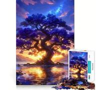 Puzzle de 1000 pièces Coucher de Soleil sur Un Arbre Violet pour Adolescents, Puzzle Stimulant et apaisant, Cadeau de qualité supérieure (38x52cm)
