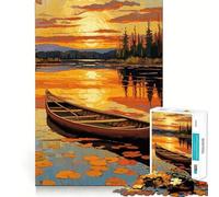 Puzzle de 1000 pièces Coucher de Soleil sur Un Bateau,Jeu d'assemblage précis,Jouet créatif et Amusant,Jeu de Paix,Cadeau de Noël apaisant (38x26cm)