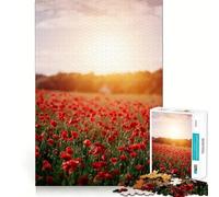 Puzzle de 1000 pièces Coucher de Soleil sur Un Champ de Coquelicots pour Adultes et Adolescents Un pour se ressourcer, se détendre et s’évader grâce à sa découpe Lisse (38x26cm)