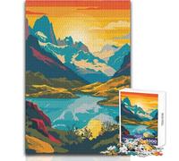 Puzzle de 1000 pièces Coucher de Soleil sur Un lac de Patagonie Un Moyen Relaxant d'occuper Son Temps Libre Découpe précise et régulière Dimensions 38x52cm