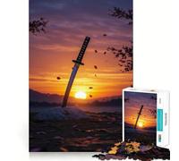 Puzzle de 1000 pièces Coucher de Soleil sur Un Sabre de samouraï pour Adolescents, Jeu de logique et de logique, Passe-Temps Calme, Bords Lisses, Cadeau de qualité supérieure (38x52cm)