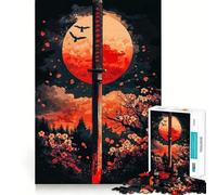 Puzzle de 1000 pièces Coucher de Soleil sur Un Sabre de samouraï pour Adolescents Un défi intellectuel Stimulant, Amusant et Relaxant, avec Une découpe précise, idéal comme Cadeau Festif (38x26cm)