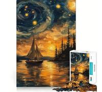 Puzzle de 1000 pièces Coucher de Soleil sur Un voilier pour Adolescents, Jeu Mental Anti-Stress, découpe de qualité supérieure, Cadeau Exquis (38x52cm)