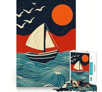 Puzzle de 1000 pièces Coucher de Soleil sur Un voilier pour Adolescents renforce la mémoire, Offre Un Divertissement paisible et de qualité, et constitue Un (38x26cm)