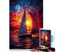 Puzzle de 1000 pièces Coucher de Soleil sur Un voilier pour Adolescents Un défi intellectuel Stimulant, Amusant et Relaxant, avec Une découpe précise, idéal comme Cadeau Festif (50x75cm)