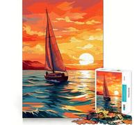 Puzzle de 1000 pièces Coucher de Soleil sur Un voilier pour Adultes et Adolescents, Jeu intellectuel, à Partager à la Maison, qualité et découpe Classiques (38x52cm)