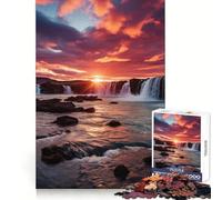 Puzzle de 1000 pièces Coucher de Soleil sur Une Cascade pour Adolescents développe la mémoire, Offre Une Pause reposante et des Bords Nets Un Cadeau de Noël idéal (50x75cm)