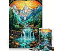 Puzzle de 1000 pièces Coucher de Soleil sur Une Cascade pour Adolescents Un Passe-Temps agréable et Stimulant pour développer l’agilité cérébrale Un Assemblage sécurisé et Un Cadeau de Noël idéal