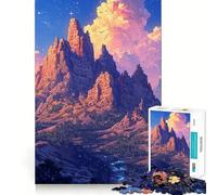 Puzzle de 1000 pièces Coucher de Soleil sur Une chaîne de Montagnes pour Adolescents Jeu de logique et d'adresse Décoration Murale Amusante et Facile à découper (38x52cm)