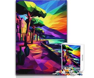 Puzzle de 1000 pièces - Coucher de Soleil sur Une Ville côtière - Un Moyen Relaxant d'occuper Son Temps Libre - Découpe précise et régulière - Dimensions 38x52cm