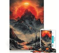 Puzzle de 1000 pièces Coucher de Soleil Vintage en Montagne pour Adultes et Adolescents, Jeu cérébral, Divertissement paisible, Bords Nets, Cadeau mémorable (38x52cm)