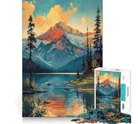 Puzzle de 1000 pièces Coucher de Soleil Vintage en Montagne pour Adultes Jeu de logique Fine et Silencieux Bords Nets Cadeau mémorable (50x75cm)