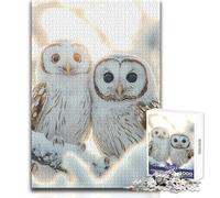 Puzzle de 1000 pièces Couple de Chouettes des neiges - Un Moyen Relaxant d'occuper Son Temps Libre - Découpe précise et régulière - Dimensions 38x52cm