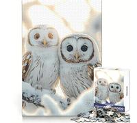 Puzzle de 1000 pièces Couple de Chouettes harfangs des neiges pour Adultes et Adolescents, Jeu d'adresse apaisant et Amusant, Bords Nets, pour Les fêtes (38x52cm)