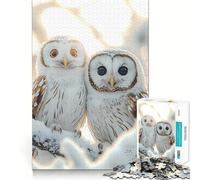 Puzzle de 1000 pièces Couple de Chouettes harfangs des neiges pour Adultes et Adolescents, Jeu d'adresse apaisant et Amusant, Bords Nets, pour Les fêtes (38x52cm)
