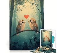 Puzzle de 1000 pièces Couple de hiboux Amoureux pour Adolescents, idéal pour développer la réflexion et la Joie familiale, avec des Bords précis Un Cadeau mémorable (50x75cm)