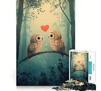 Puzzle de 1000 pièces Couple de hiboux Amoureux pour Adolescents Jeu de logique Clair et Relaxant Découpe Parfaite Cadeau touchant (38x26cm)