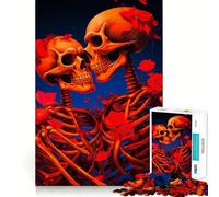 Puzzle de 1000 pièces Couple de squelettes enlacés pour Adultes Jeu de réflexion Intelligent, Silencieux et Amusant Découpe précise Cadeau Original 50x75cm