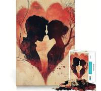 Puzzle de 1000 pièces Couple en Silhouette dans Un cœur pour Adolescents, Un Casse-tête Relaxant et Amusant à Assembler, Un Joli Cadeau 50x75cm