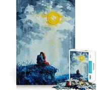 Puzzle de 1000 pièces Couple Romantique sous la Lune pour Adolescents Décoration Murale apaisante et Amusante aux découpes nettes (50x75cm)