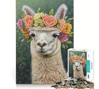 Puzzle de 1000 pièces Couronne de Fleurs d'alpaga Exercice Mental Amusant Pièces précises et sans Couture Un Moyen captivant de Passer Le Temps (38x52cm)