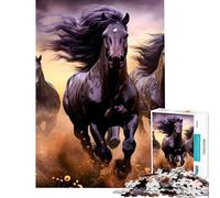 Puzzle de 1000 pièces Course de Trois Chevaux activités Amusantes à la Maison Jeu éducatif de Course de Vitesse Manuelle pour Les 14 Ans et Plus (38x26cm)