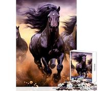 Puzzle de 1000 pièces Course de Trois Chevaux Décoration intérieure Jouet Cadeau d'anniversaire Jeu éducatif Entraîne Ton Cerveau et ta dextérité Dimensions 38x52cm