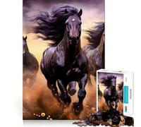 Puzzle de 1000 pièces Course des Trois Chevaux pour Adultes, défi cérébral, Objet de Collection à découper avec précision 38x52cm