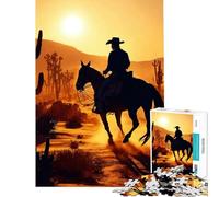 Puzzle de 1000 pièces Cowboy dans Le désert Un Jeu addictif pour cultiver la Patience et se détendre idéal pour soulager Le Stress et Offrir en Cadeau (Taille 50x75cm)