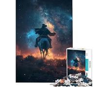 Puzzle de 1000 pièces Cowboy sous Les étoiles Niveau Difficile et Stimulant Jeu Pratique pour Les 14 Ans et Plus (38x52cm)