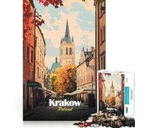 Puzzle de 1000 pièces Cracovie,Pologne,Paysage Urbain,Art,Ajustement serré,Jeu,entraînement de Concentration,Amusement,détente,Moment de Jeu,Cadeau de Noël et de Loisirs (38x26cm)