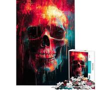 Puzzle de 1000 pièces Crâne Abstrait Art numérique Décoration Murale pour Anniversaire ou Noël Jouet éducatif pour Les Enfants de 14 Ans et Plus (38x52cm)