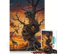 Puzzle de 1000 pièces Crâne, Arbre et Animaux pour Adolescents, Jouet Intelligent, Loisirs, découpe précise, Cadeau saisonnier 38x52cm